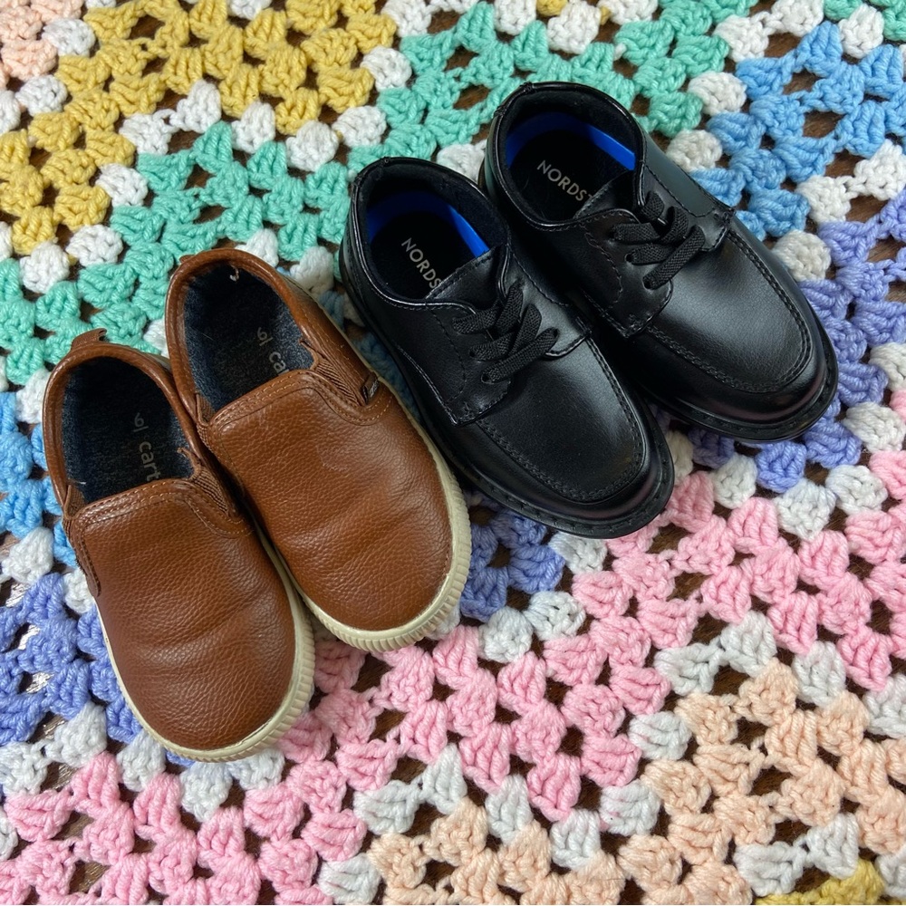 lot/Bundle of Size 6 Toddler Nordstrom boys Black Lace-Up Carters Brown Shoes